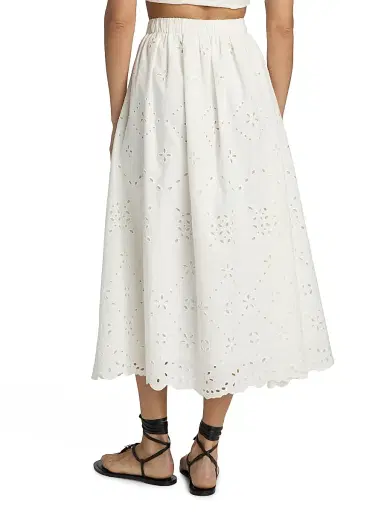 Hemant & Nandita Women's Broderie Anglaise A-Line Midi-Skirt - White - Size XL | Thumbnail 5
