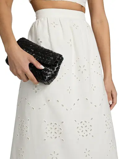 Hemant & Nandita Women's Broderie Anglaise A-Line Midi-Skirt - White - Size XL | Thumbnail 6