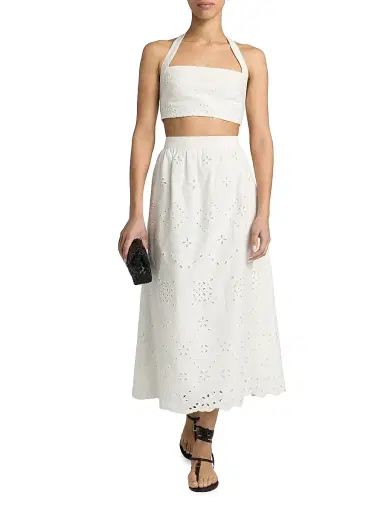 Hemant & Nandita Women's Broderie Anglaise Halterneck Bralette Top - White - Size XL | Thumbnail 2