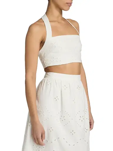 Hemant & Nandita Women's Broderie Anglaise Halterneck Bralette Top - White - Size XL | Thumbnail 4