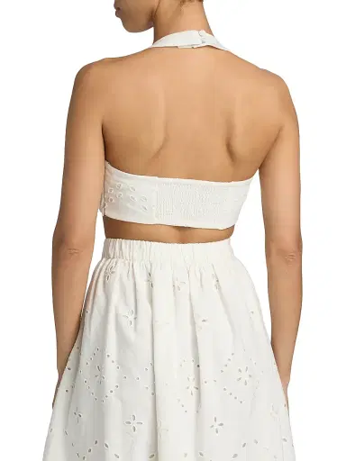 Hemant & Nandita Women's Broderie Anglaise Halterneck Bralette Top - White - Size XL | Thumbnail 5