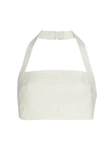 Hemant & Nandita Women's Broderie Anglaise Halterneck Bralette Top - White - Size XL | Thumbnail 1