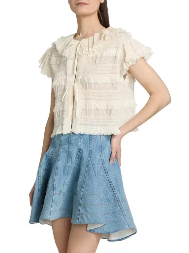 Aknvas Women's Audra Ruffled Tie-Front Blouse | Thumbnail 4 Aknvas Women's Audra Ruffled Tie-Front Blouse | Thumbnail 4