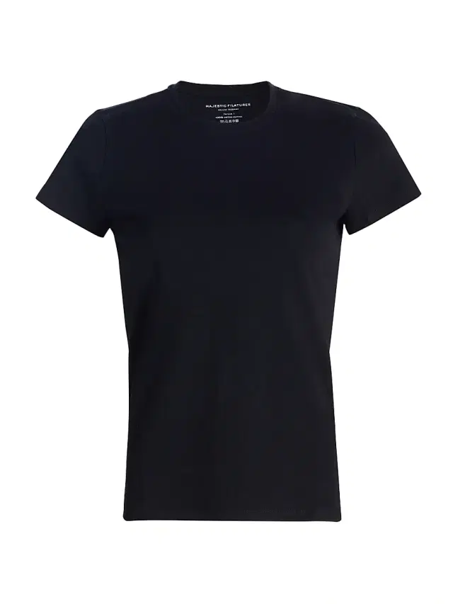 Majestic Filatures Women's Interlock Cotton Short-Sleeve T-Shirt - Noir