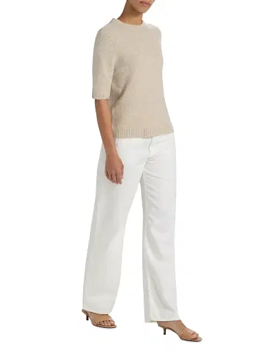 Loulou de Saison Women's Dara Short-Sleeve Crewneck Top - Beige Melange | Thumbnail 2