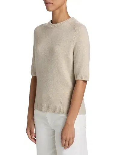 Loulou de Saison Women's Dara Short-Sleeve Crewneck Top - Beige Melange | Thumbnail 4