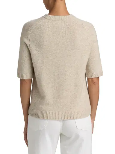 Loulou de Saison Women's Dara Short-Sleeve Crewneck Top - Beige Melange | Thumbnail 5