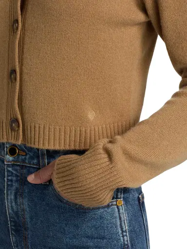 Loulou de Saison Women's Zephir Cropped Cardigan - Camel - Size XL | Thumbnail 6 Loulou de Saison Women's Zephir Cropped Cardigan - Camel - Size XL | Thumbnail 6