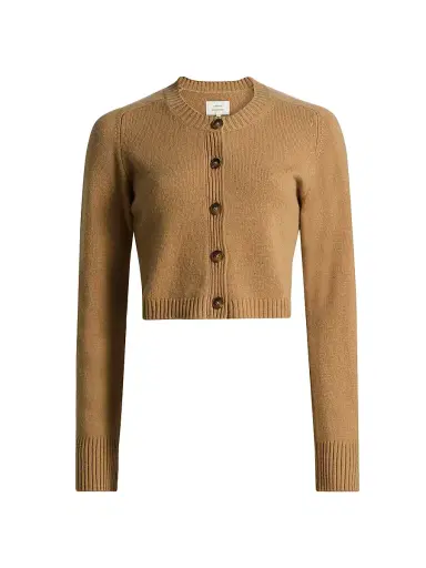Loulou de Saison Women's Zephir Cropped Cardigan - Camel - Size XL | Thumbnail 1 Loulou de Saison Women's Zephir Cropped Cardigan - Camel - Size XL | Thumbnail 1