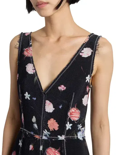 Erdem Women's Floral Topstiched Cocktail Dress - Dutch Flower Painting Black | Thumbnail 6 Erdem Women's Floral Topstiched Cocktail Dress - Dutch Flower Painting Black | Thumbnail 6