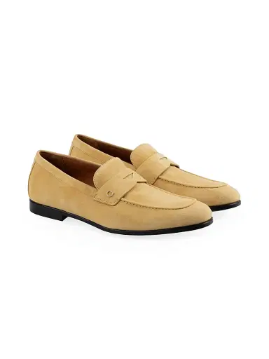 Ferragamo Men's Tiberio Suede Penny Loafers - Natural - Size 12 | Thumbnail 2