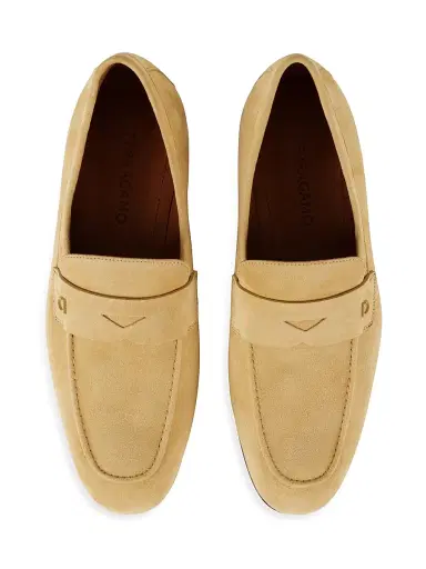 Ferragamo Men's Tiberio Suede Penny Loafers - Natural - Size 12 | Thumbnail 3
