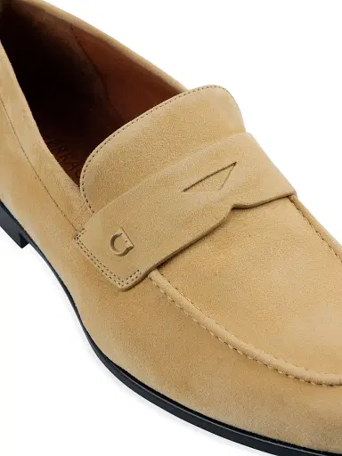 Ferragamo Men's Tiberio Suede Penny Loafers - Natural - Size 12 | Thumbnail 6