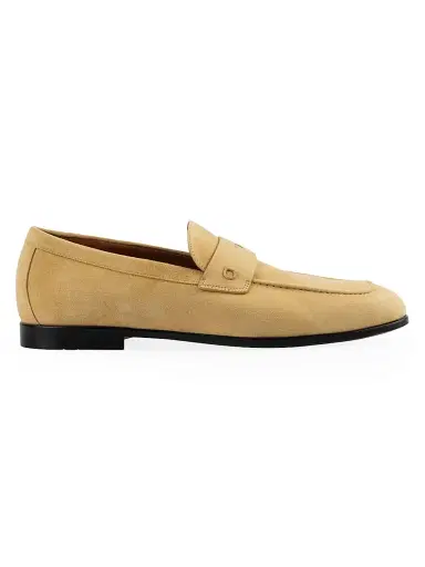 Ferragamo Men's Tiberio Suede Penny Loafers - Natural - Size 12 | Thumbnail 1