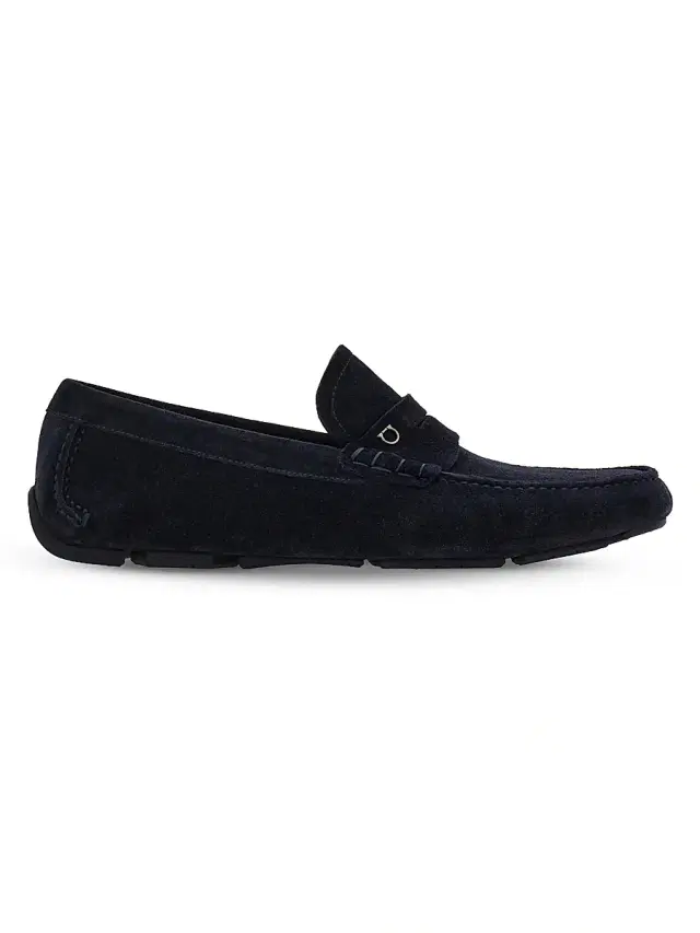 FERRAGAMO Men's Timothy Suede Driving Loafers - Navy
