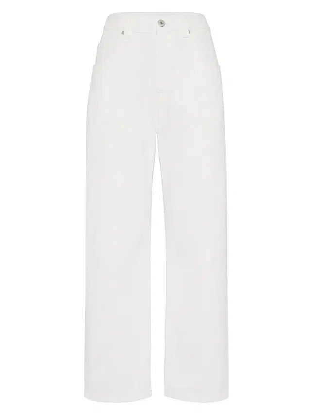 Women's Dyed Denim Contemporary Square Trousers with Monili -