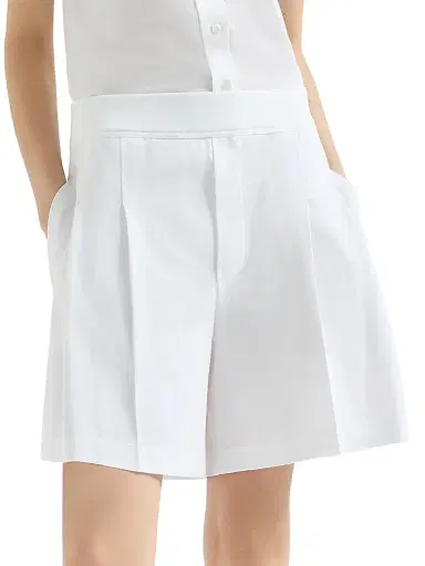 Brunello Cucinelli Women's Stretch Cotton Piqué Active Shorts with Logo - White - Size 10 | Thumbnail 2