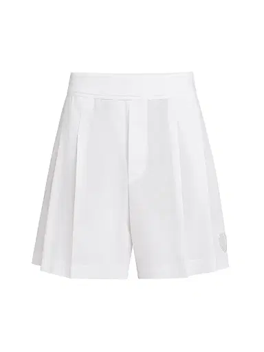 Brunello Cucinelli Women's Stretch Cotton Piqué Active Shorts with Logo - White - Size 10 | Thumbnail 1