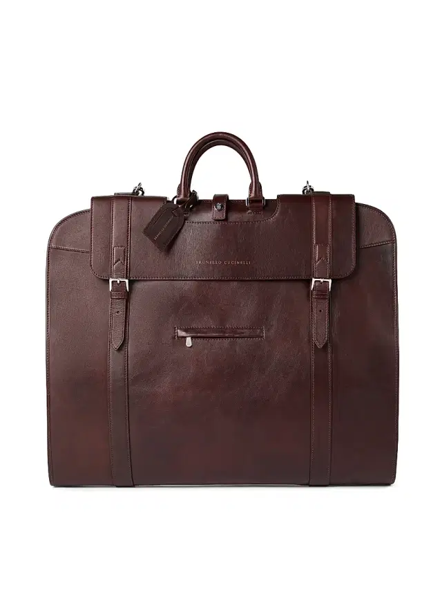 Brunello Cucinelli Men's Calfskin Suit Carrier - Burgundy