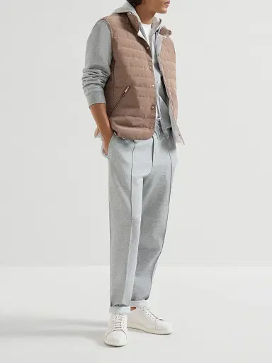 Brunello Cucinelli Men's Bonded Nylon Down Vest with Detachable Hood - Hazelnut - Size XXL | Thumbnail 6 Brunello Cucinelli Men's Bonded Nylon Down Vest with Detachable Hood - Hazelnut - Size XXL | Thumbnail 6