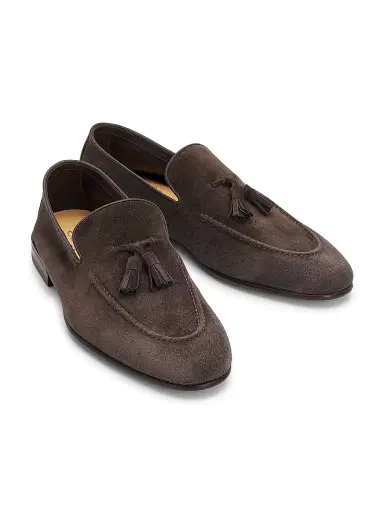 Brunello Cucinelli Men's Almond Toe Suede Loafers - Brown - Size 12.5 | Thumbnail 2 Brunello Cucinelli Men's Almond Toe Suede Loafers - Brown - Size 12.5 | Thumbnail 2