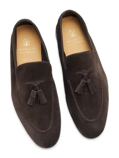 Brunello Cucinelli Men's Almond Toe Suede Loafers - Brown - Size 12.5 | Thumbnail 4 Brunello Cucinelli Men's Almond Toe Suede Loafers - Brown - Size 12.5 | Thumbnail 4