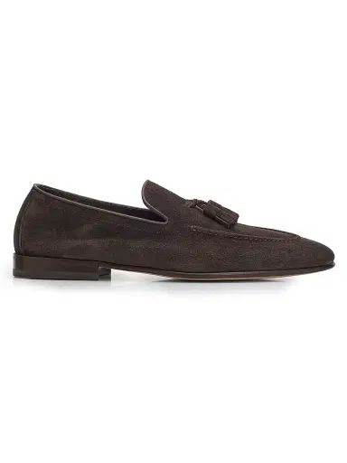 Brunello Cucinelli Men's Almond Toe Suede Loafers - Brown - Size 12.5 | Thumbnail 1 Brunello Cucinelli Men's Almond Toe Suede Loafers - Brown - Size 12.5 | Thumbnail 1