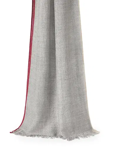 Brunello Cucinelli Men's Cashmere and Cotton Scarf with Selvedge | Thumbnail 2 Brunello Cucinelli Men's Cashmere and Cotton Scarf with Selvedge | Thumbnail 2