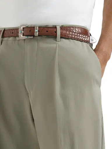 Brunello Cucinelli Men's Cotton Crêpe Batavia Trousers with Pleats - Khaki - Size 46 | Thumbnail 4 Brunello Cucinelli Men's Cotton Crêpe Batavia Trousers with Pleats - Khaki - Size 46 | Thumbnail 4