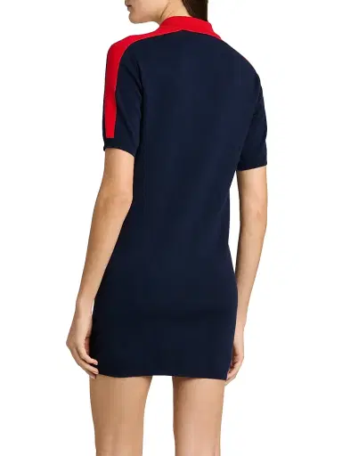 Versace Women's Two-Tone Cotton-Cashmere Polo Minidress - Navy - Size 8 | Thumbnail 5