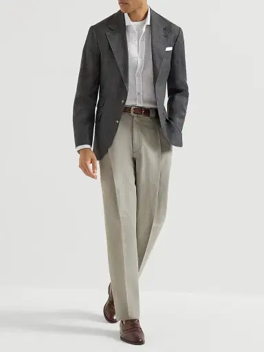 Brunello Cucinelli Men's Cotton Piqué Western Shirt - Light Grey - Size XL | Thumbnail 6