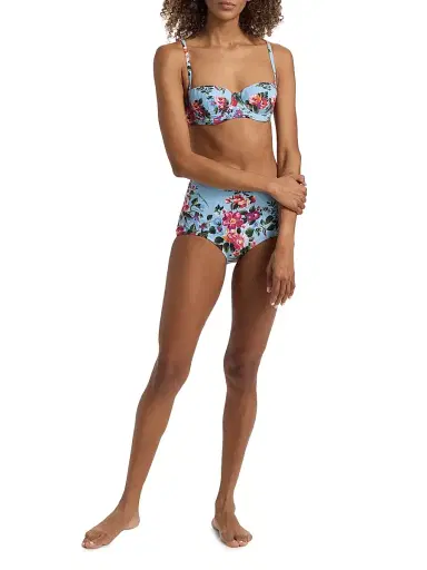 Dolce & Gabbana Women's Floral Bouquet Print Retro Bikini - Blue Floral - Size XL | Thumbnail 2