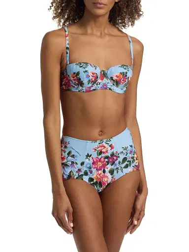Dolce & Gabbana Women's Floral Bouquet Print Retro Bikini - Blue Floral - Size XL | Thumbnail 3