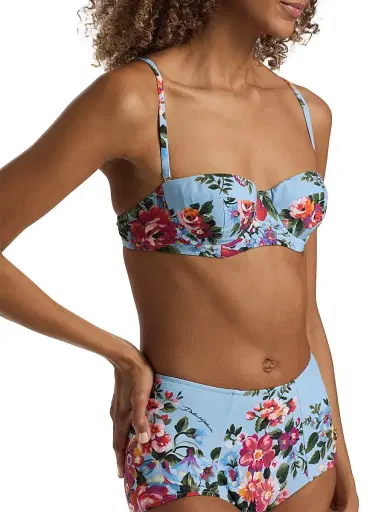 Dolce & Gabbana Women's Floral Bouquet Print Retro Bikini - Blue Floral - Size XL | Thumbnail 5