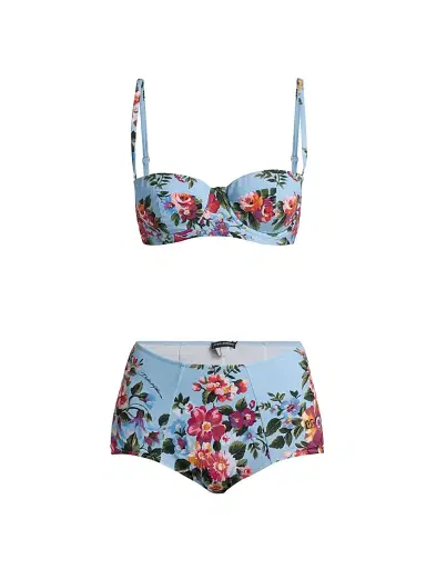 Dolce & Gabbana Women's Floral Bouquet Print Retro Bikini - Blue Floral - Size XL | Thumbnail 1