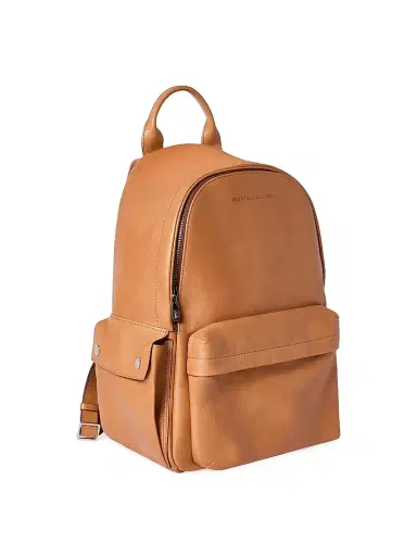 Brunello Cucinelli Men's Cowhide Travel Backpack - Cognac | Thumbnail 4 Brunello Cucinelli Men's Cowhide Travel Backpack - Cognac | Thumbnail 4