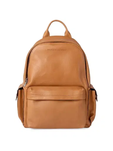 Brunello Cucinelli Men's Cowhide Travel Backpack - Cognac | Thumbnail 1 Brunello Cucinelli Men's Cowhide Travel Backpack - Cognac | Thumbnail 1