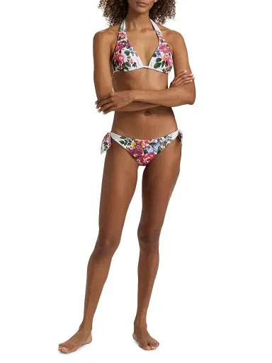 Dolce & Gabbana Women's Floral Boquet Print Halter Bikini - White Floral - Size Large | Thumbnail 2