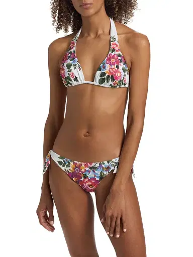 Dolce & Gabbana Women's Floral Boquet Print Halter Bikini - White Floral - Size Large | Thumbnail 3