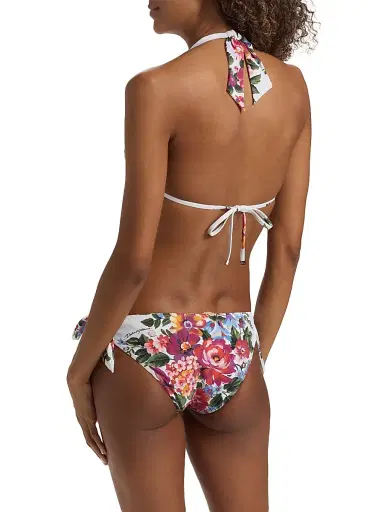 Dolce & Gabbana Women's Floral Boquet Print Halter Bikini - White Floral - Size Large | Thumbnail 4