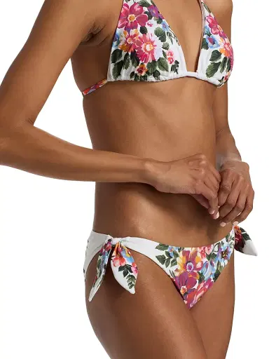 Dolce & Gabbana Women's Floral Boquet Print Halter Bikini - White Floral - Size Large | Thumbnail 5