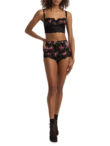 Dolce & Gabbana Women's Rose Lace-Trim Longline Balconette Bra - Mazzolini Rose - Size XL | Thumbnail 2