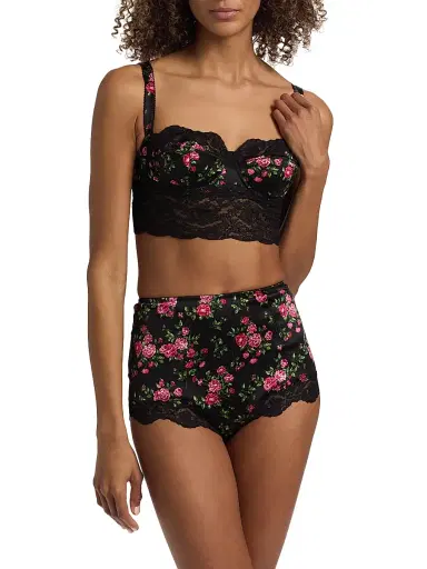 Dolce & Gabbana Women's Rose Lace-Trim Longline Balconette Bra - Mazzolini Rose - Size XL | Thumbnail 3