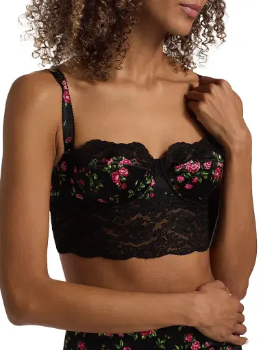 Dolce & Gabbana Women's Rose Lace-Trim Longline Balconette Bra - Mazzolini Rose - Size XL | Thumbnail 5