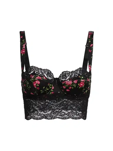 Dolce & Gabbana Women's Rose Lace-Trim Longline Balconette Bra - Mazzolini Rose - Size XL | Thumbnail 1