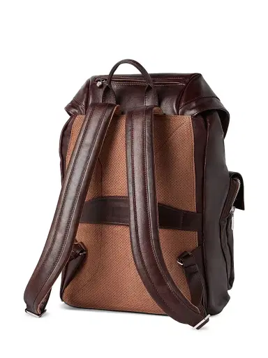 Brunello Cucinelli Men's Calfskin Leisure Backpack - Rust Brown | Thumbnail 3