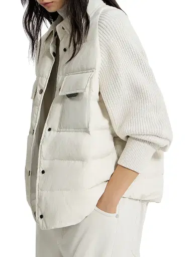 Brunello Cucinelli Women's Water Resistant Techno Jacket - Ivory - Size 14 | Thumbnail 3