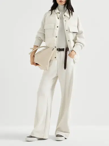 Brunello Cucinelli Women's Water Resistant Techno Jacket - Ivory - Size 14 | Thumbnail 6