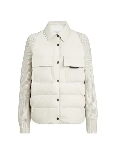 Brunello Cucinelli Women's Water Resistant Techno Jacket - Ivory - Size 14 | Thumbnail 1