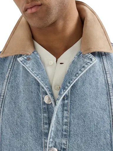 Brunello Cucinelli Men's Denim Outerwear Jacket with Suede Collar - Light Denim | Thumbnail 5 Brunello Cucinelli Men's Denim Outerwear Jacket with Suede Collar - Light Denim | Thumbnail 5